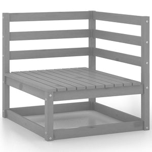 9-tlg. Garten-Lounge-Set Grau Kiefer Massivholz