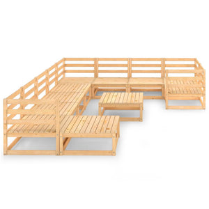 11-tlg. Garten-Lounge-Set Massivholz Kiefer