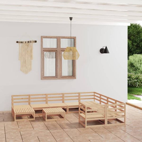 11-tlg. Garten-Lounge-Set Massivholz Kiefer