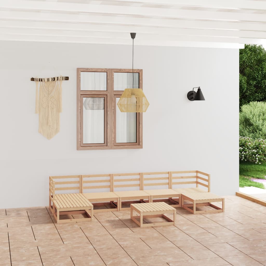 8-tlg. Garten-Lounge-Set Massivholz Kiefer