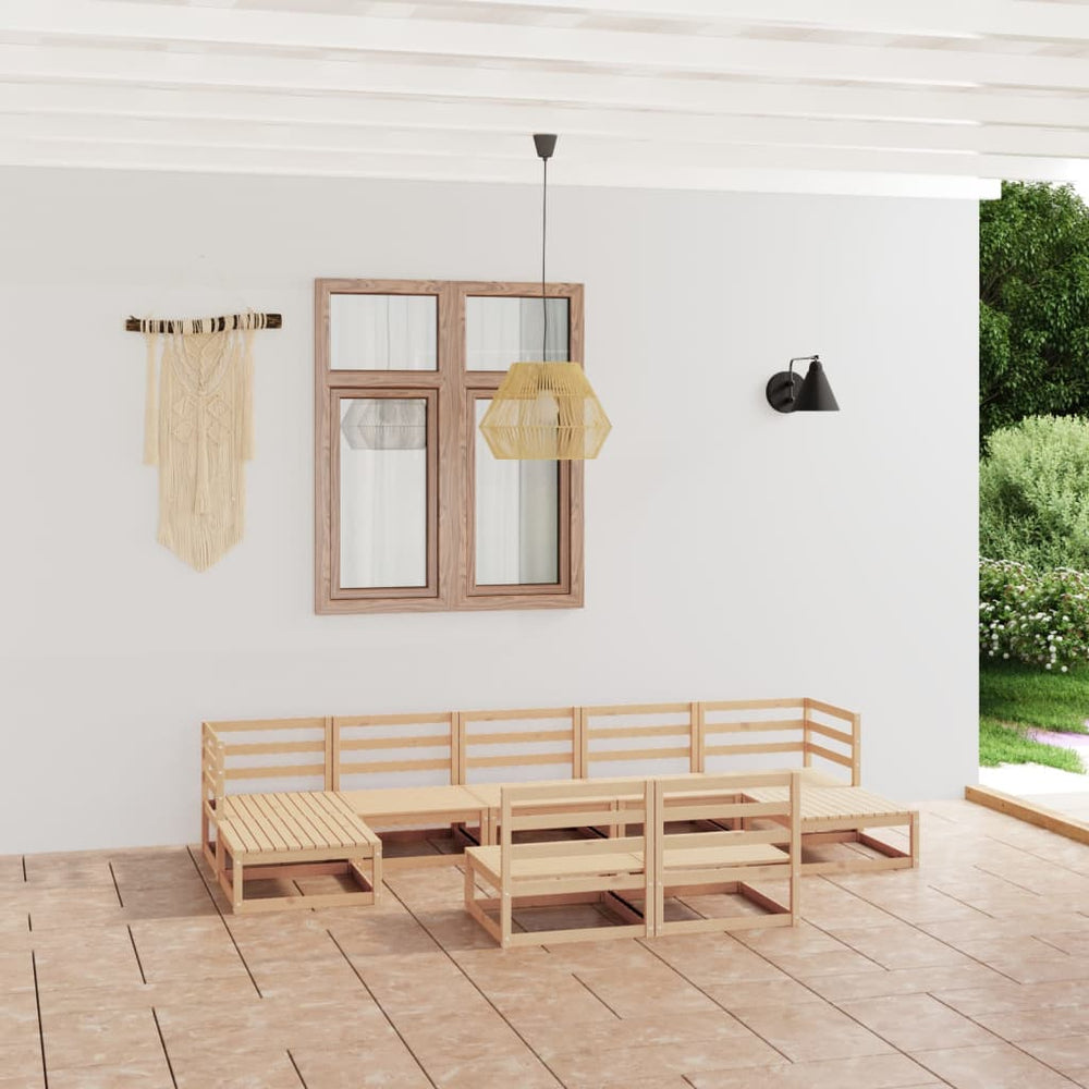 9-tlg. Garten-Lounge-Set Massivholz Kiefer