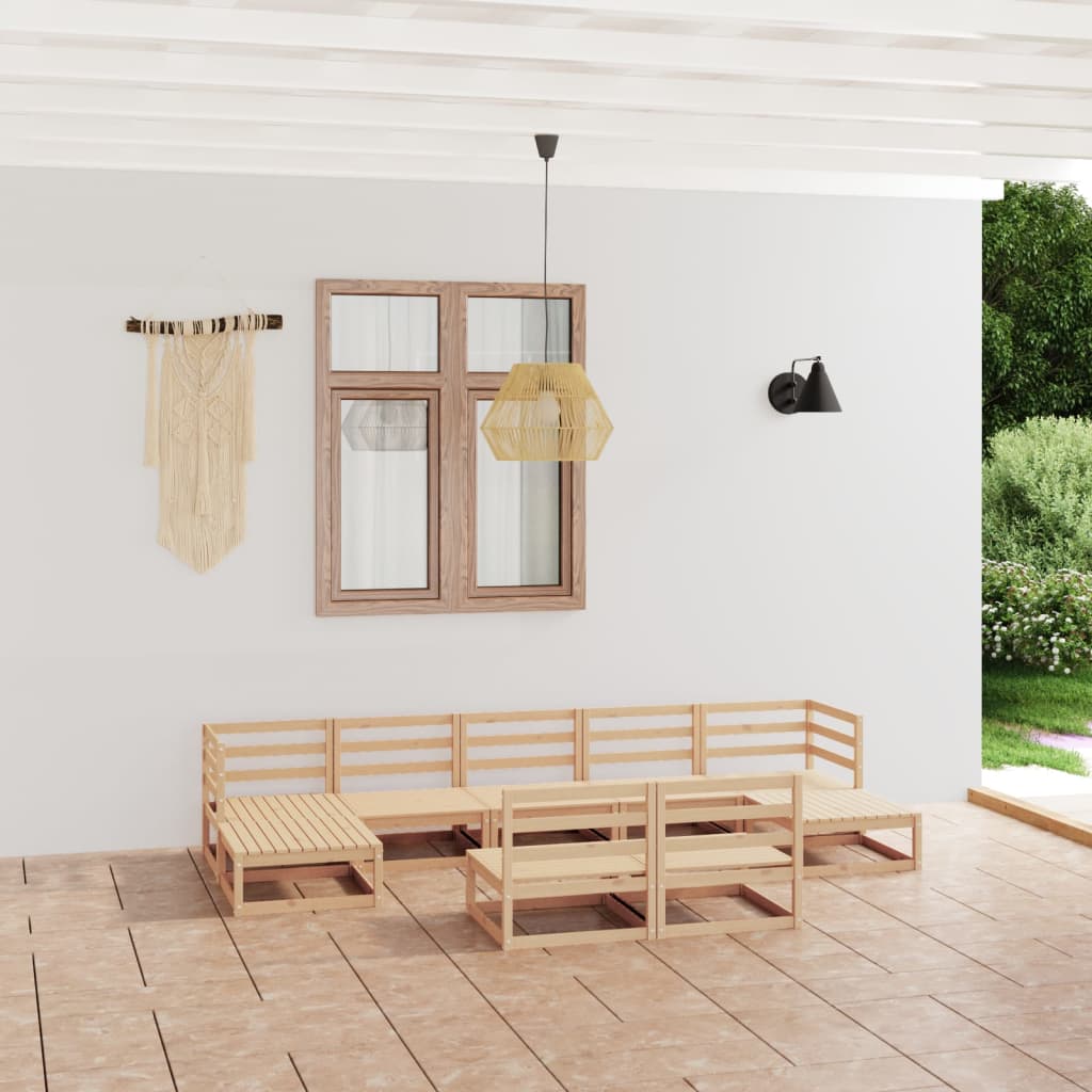 9-tlg. Garten-Lounge-Set Massivholz Kiefer