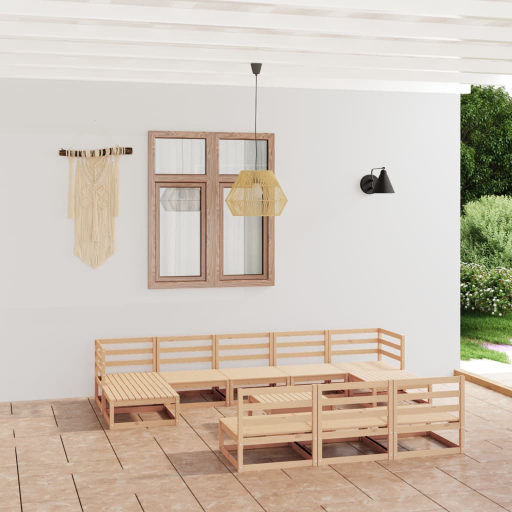 11-tlg. Garten-Lounge-Set Massivholz Kiefer