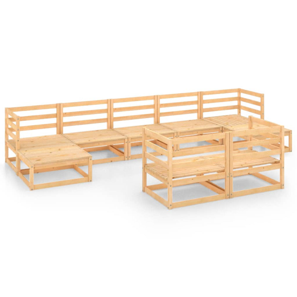 9-tlg. Garten-Lounge-Set Massivholz Kiefer