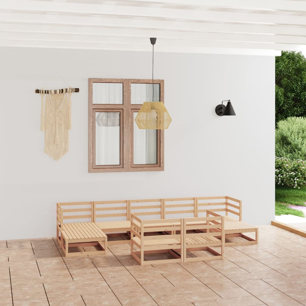 9-tlg. Garten-Lounge-Set Massivholz Kiefer