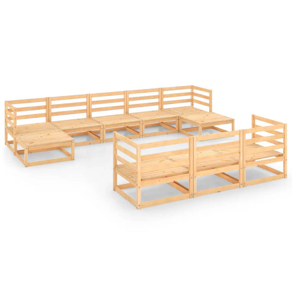 10-tlg. Garten-Lounge-Set Massivholz Kiefer