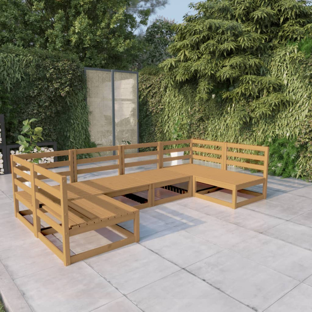 6-tlg. Garten-Lounge-Set Massivholz Kiefer