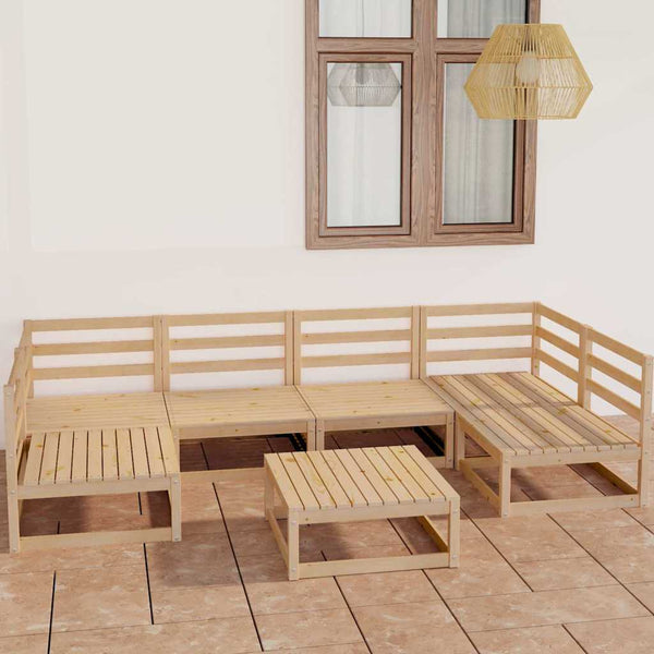 7-tlg. Garten-Lounge-Set Massivholz Kiefer