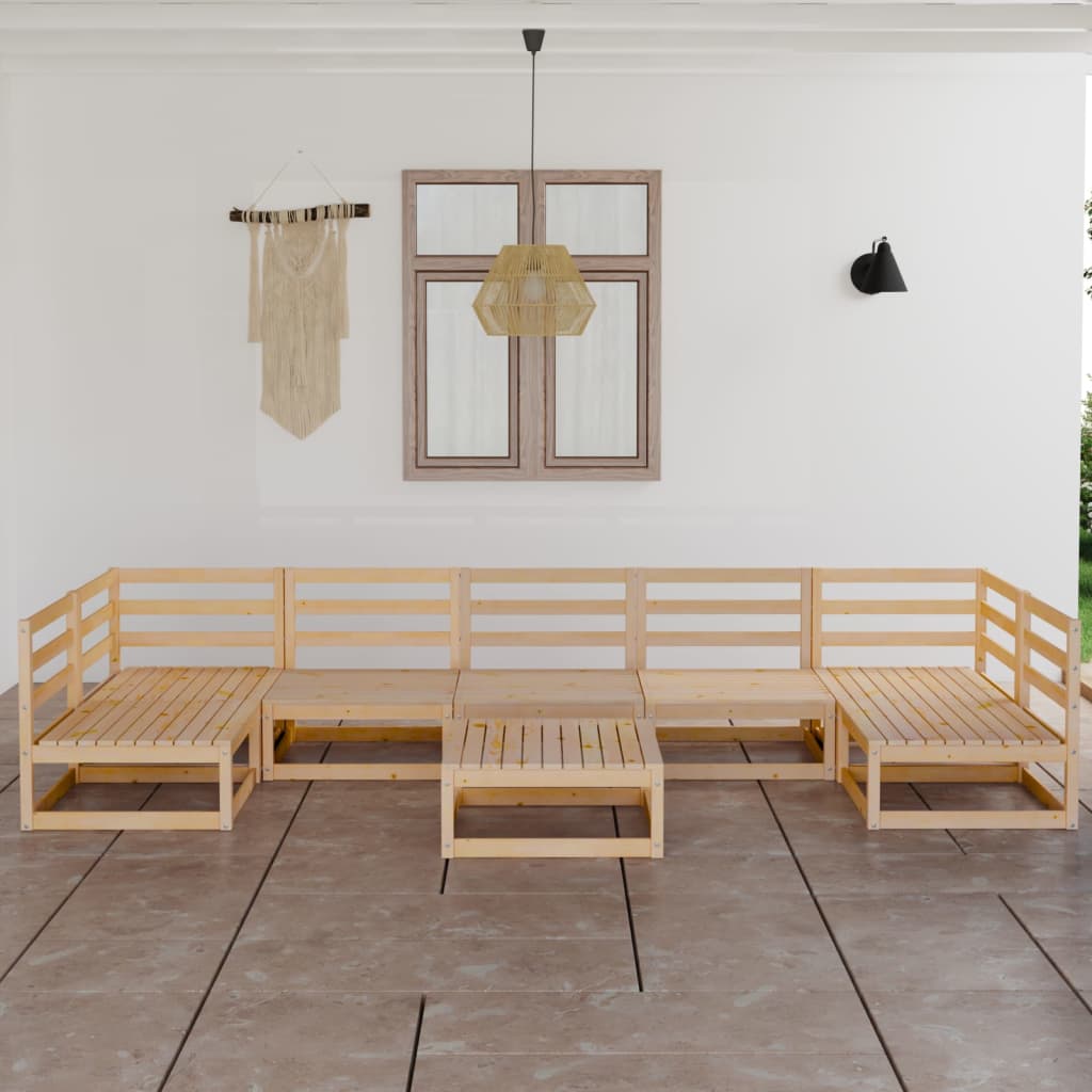 8-tlg. Garten-Lounge-Set Massivholz Kiefer