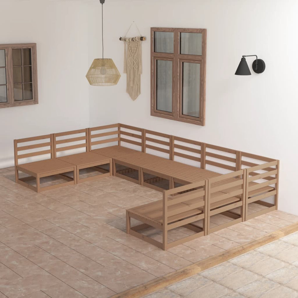 9-tlg. Garten-Lounge-Set Massivholz Kiefer