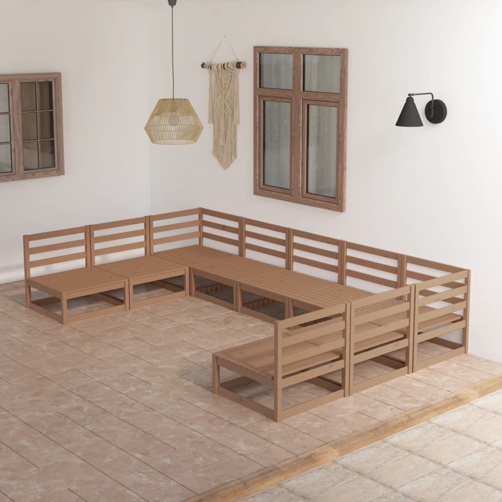 9-tlg. Garten-Lounge-Set Massivholz Kiefer