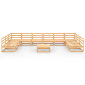11-tlg. Garten-Lounge-Set Massivholz Kiefer