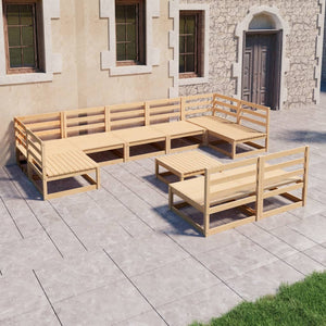 10-tlg. Garten-Lounge-Set Massivholz Kiefer