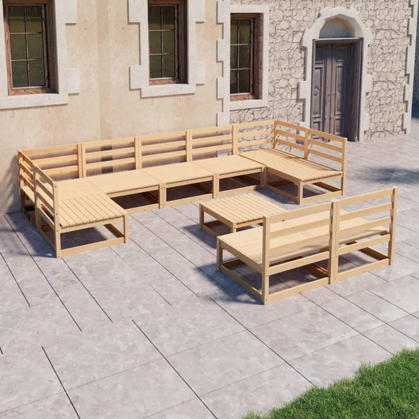 10-tlg. Garten-Lounge-Set Massivholz Kiefer