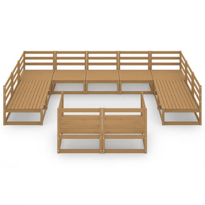 11-tlg. Garten-Lounge-Set Massivholz Kiefer