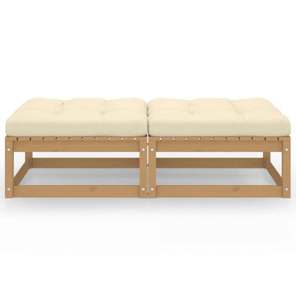 Garten-Fußhocker mit Kissen 2 Stk. Massivholz Kiefer
