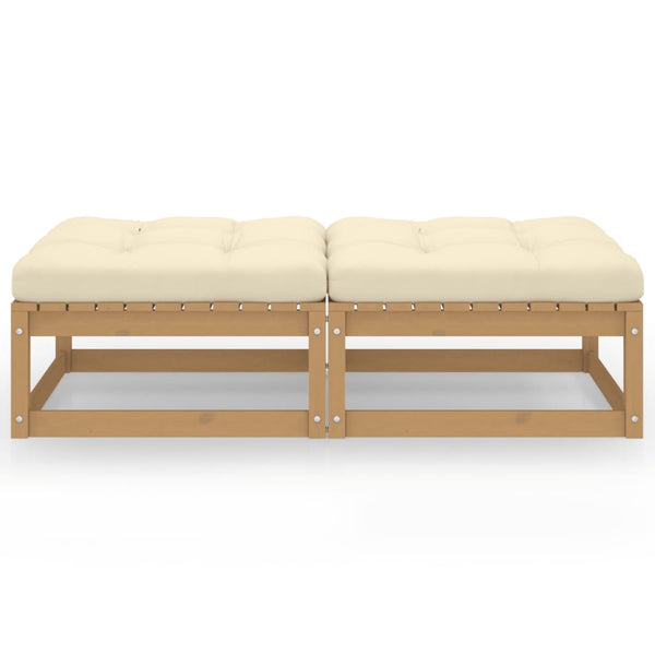 Garten-Fußhocker mit Kissen 2 Stk. Massivholz Kiefer