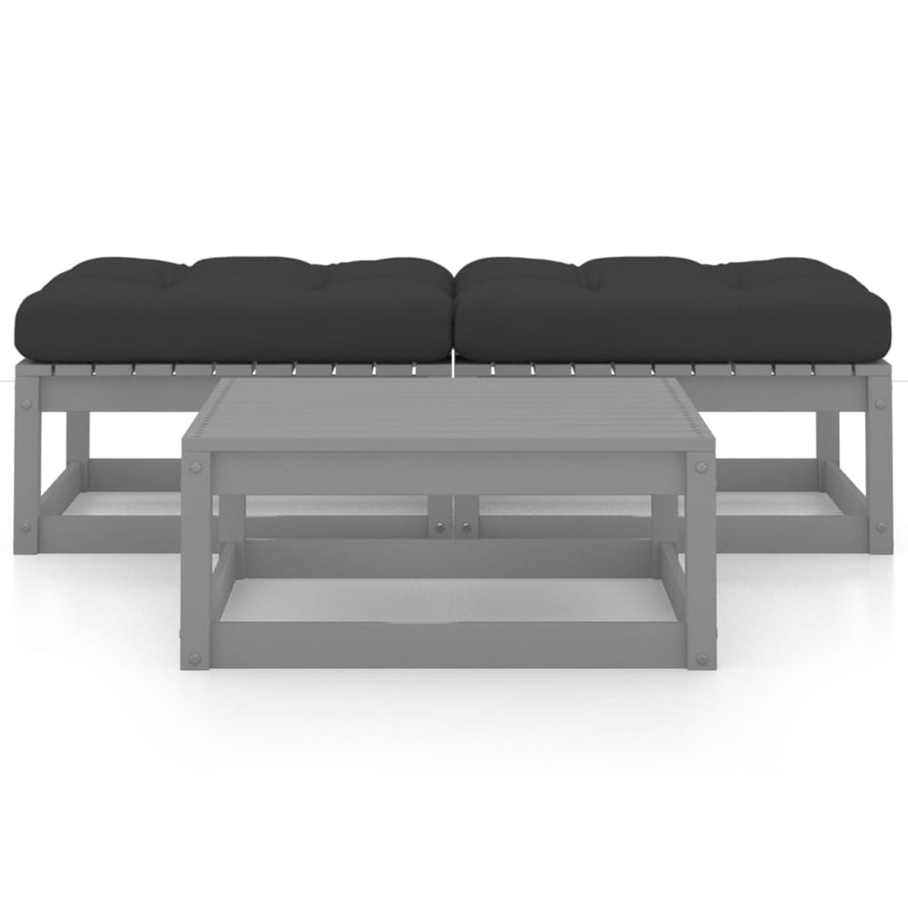 3-tlg. Garten-Lounge-Set mit Kissen Massivholz Kiefer