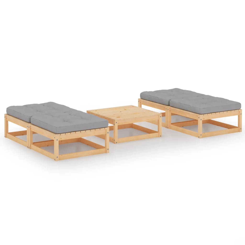 vidaXL Ensemble de salon de jardin 5 pcs avec coussins Bois de pin massif