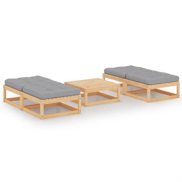 vidaXL Ensemble de salon de jardin 5 pcs avec coussins Bois de pin massif