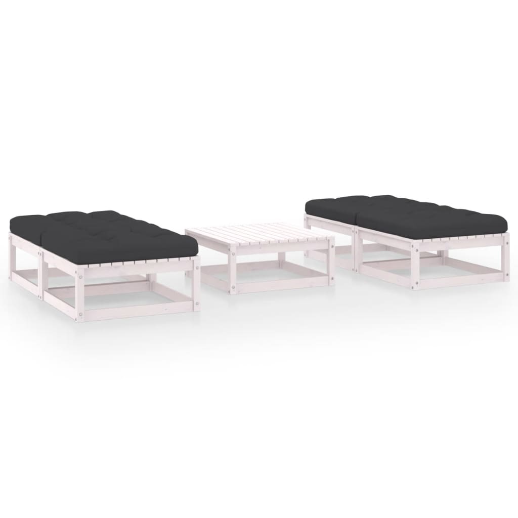 5-tlg. Garten-Lounge-Set mit Kissen Kiefer Massivholz