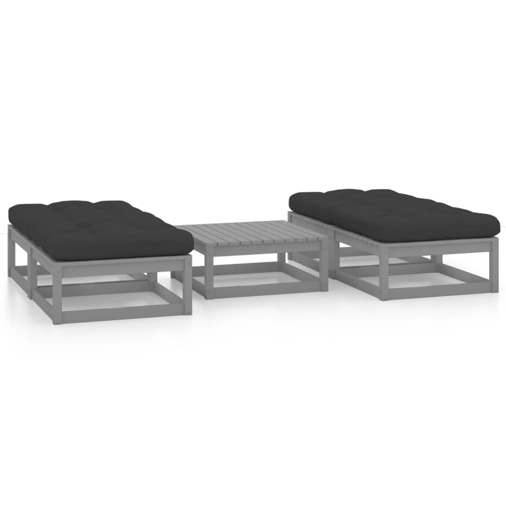 5-tlg. Garten-Lounge-Set mit Kissen Kiefer Massivholz