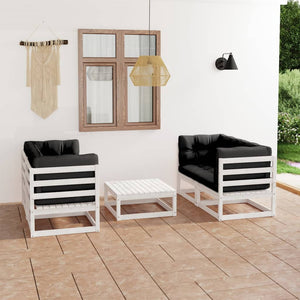 5-tlg. Garten-Lounge-Set mit Kissen Kiefer Massivholz