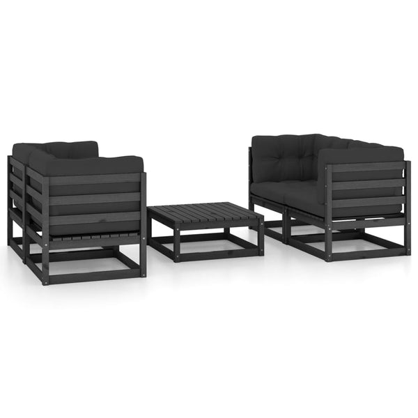 vidaXL Salon de jardin 5 pcs avec coussins Bois de pin massif