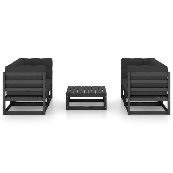 vidaXL Salon de jardin 5 pcs avec coussins Bois de pin massif