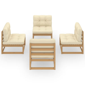 4-tlg. Garten-Lounge-Set mit Kissen Kiefer Massivholz