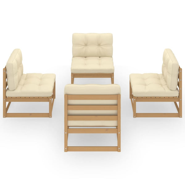 4-tlg. Garten-Lounge-Set mit Kissen Kiefer Massivholz