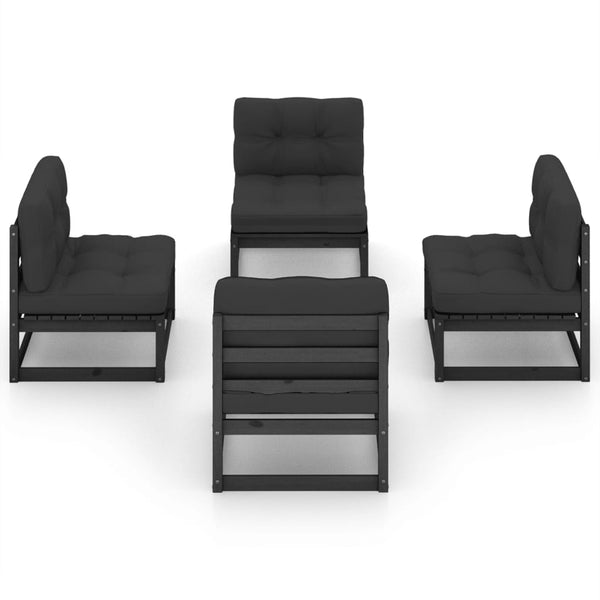 4-tlg. Garten-Lounge-Set mit Kissen Kiefer Massivholz
