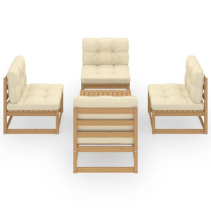 5-tlg. Garten-Lounge-Set mit Kissen Kiefer Massivholz