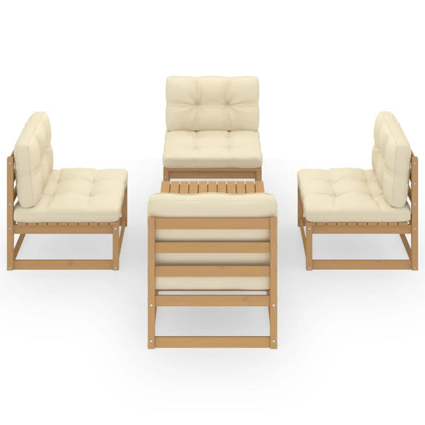 5-tlg. Garten-Lounge-Set mit Kissen Kiefer Massivholz
