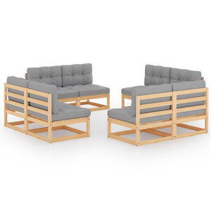 vidaXL Salon de jardin 8 pcs avec coussins, bois de pin massif
