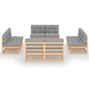 vidaXL Salon de jardin 8 pcs avec coussins, bois de pin massif