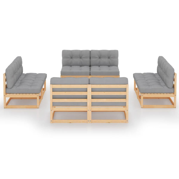 vidaXL Salon de jardin 8 pcs avec coussins, bois de pin massif