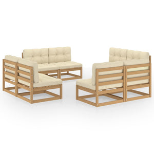 vidaXL Salon de jardin 8 pcs avec coussins, bois de pin massif