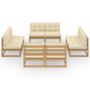 vidaXL Salon de jardin 8 pcs avec coussins, bois de pin massif