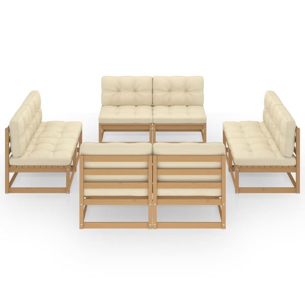 vidaXL Salon de jardin 8 pcs avec coussins, bois de pin massif