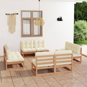 vidaXL Salon de jardin 8 pcs avec coussins, bois de pin massif