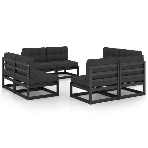 vidaXL Salon de jardin 8 pcs avec coussins, bois de pin massif