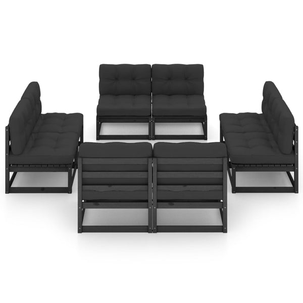 vidaXL Salon de jardin 8 pcs avec coussins, bois de pin massif