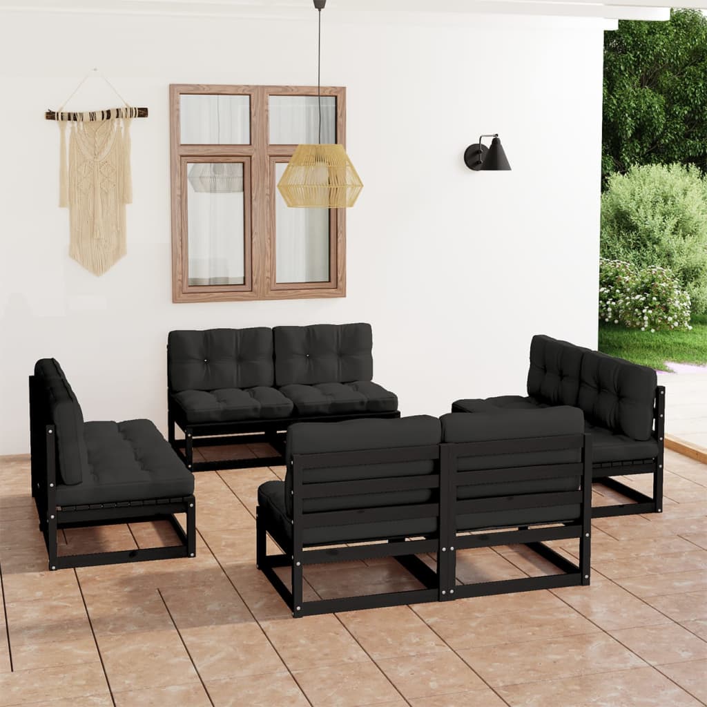 vidaXL Salon de jardin 8 pcs avec coussins, bois de pin massif