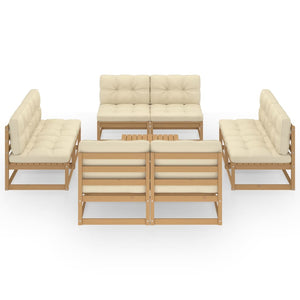 9-tlg. Garten-Lounge-Set mit Kissen Kiefer Massivholz
