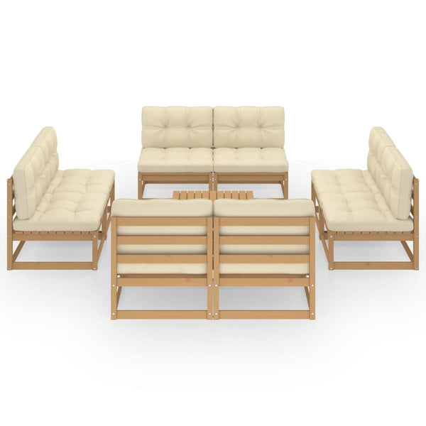 9-tlg. Garten-Lounge-Set mit Kissen Kiefer Massivholz