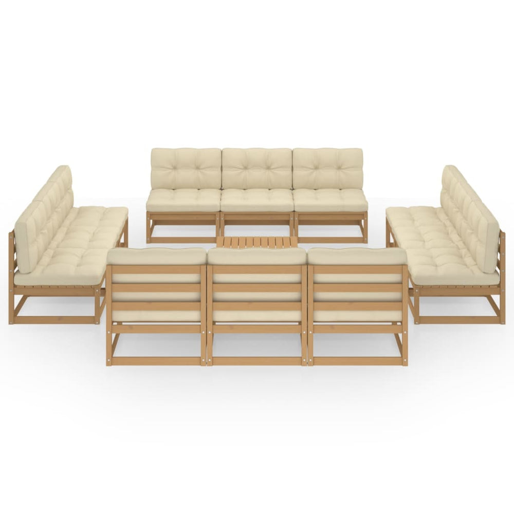 vidaXL Salon de jardin 13 pcs avec coussins en pin massif
