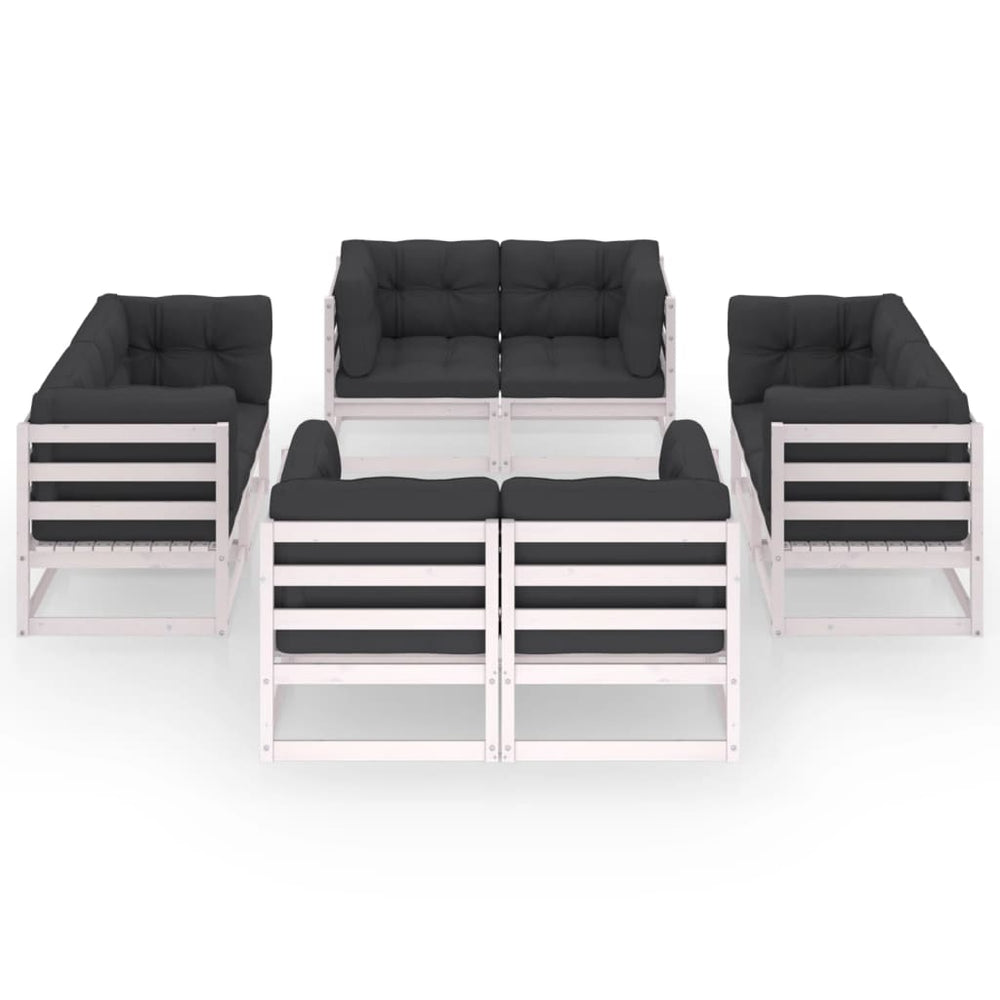 8-tlg. Garten-Lounge-Set mit Kissen Kiefer Massivholz