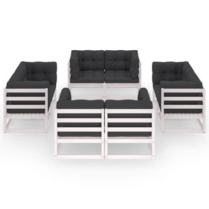 8-tlg. Garten-Lounge-Set mit Kissen Kiefer Massivholz