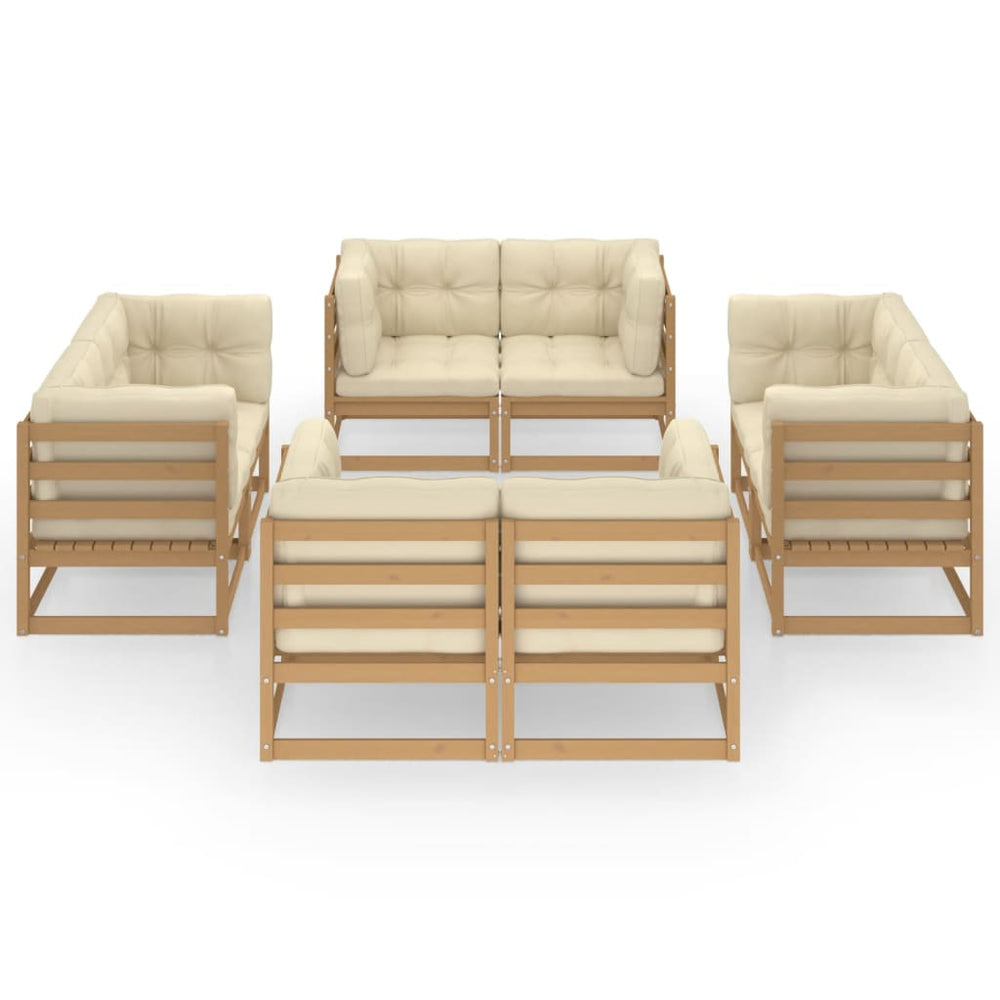8-tlg. Garten-Lounge-Set mit Kissen Kiefer Massivholz